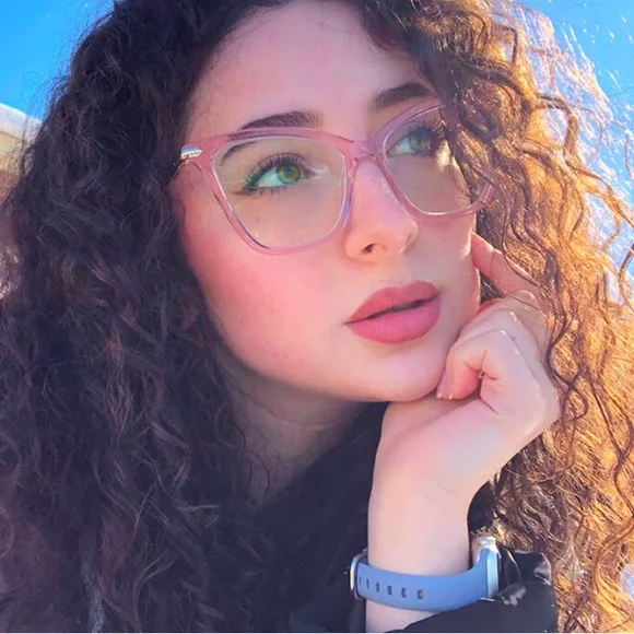 ZEELOOL Pale Pink -5.00 Prescription Large Catseye Frame Fashion Glasses - Picture 2 of 15